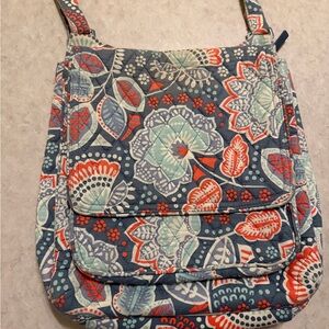 Vera Bradley Nomadic Floral Crossbody Gray Orange Green Triple Zip